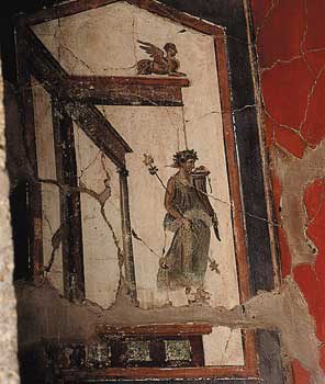 colorful fresco at the villa