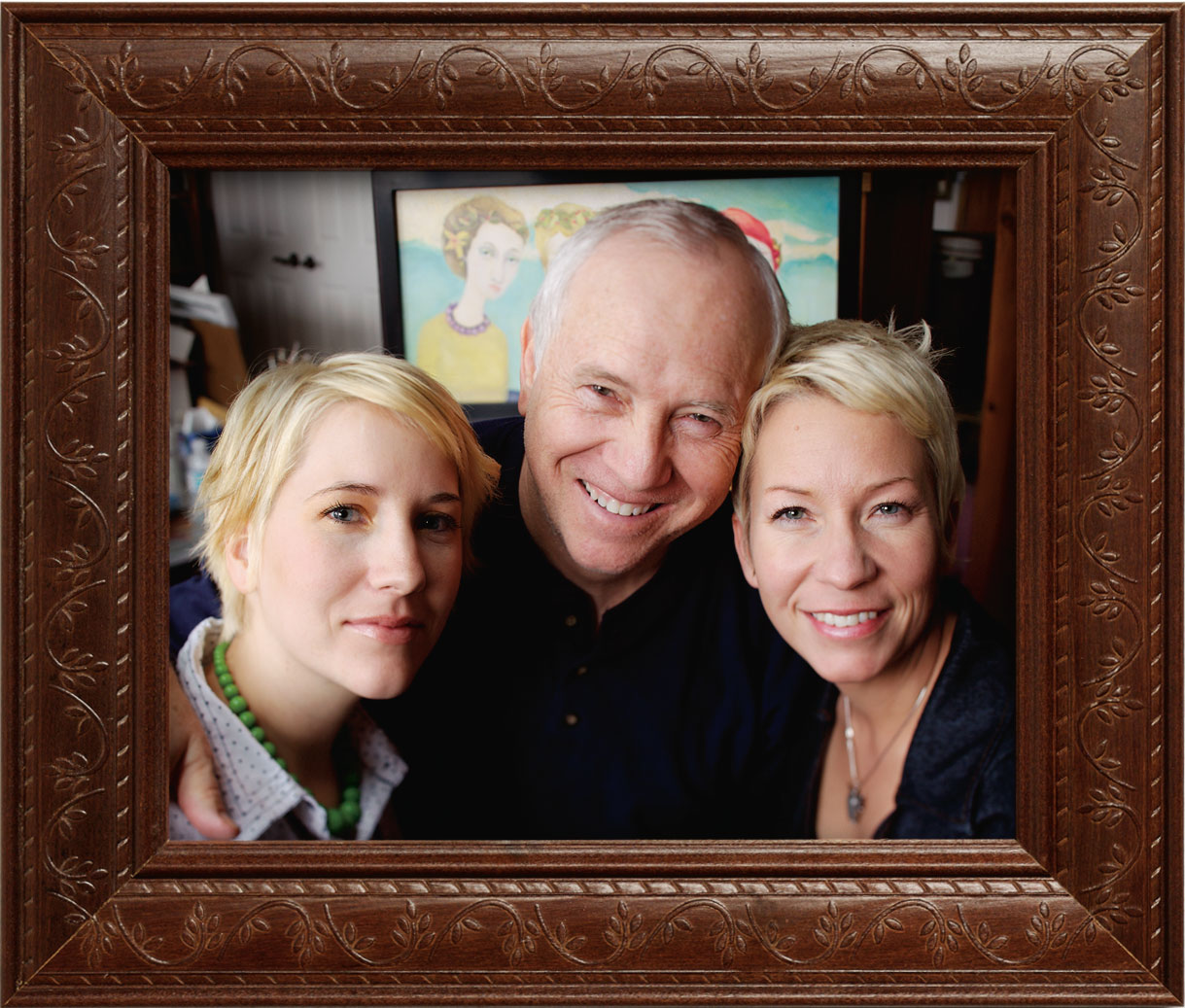 Artist James Christensen with his two artist daughters
