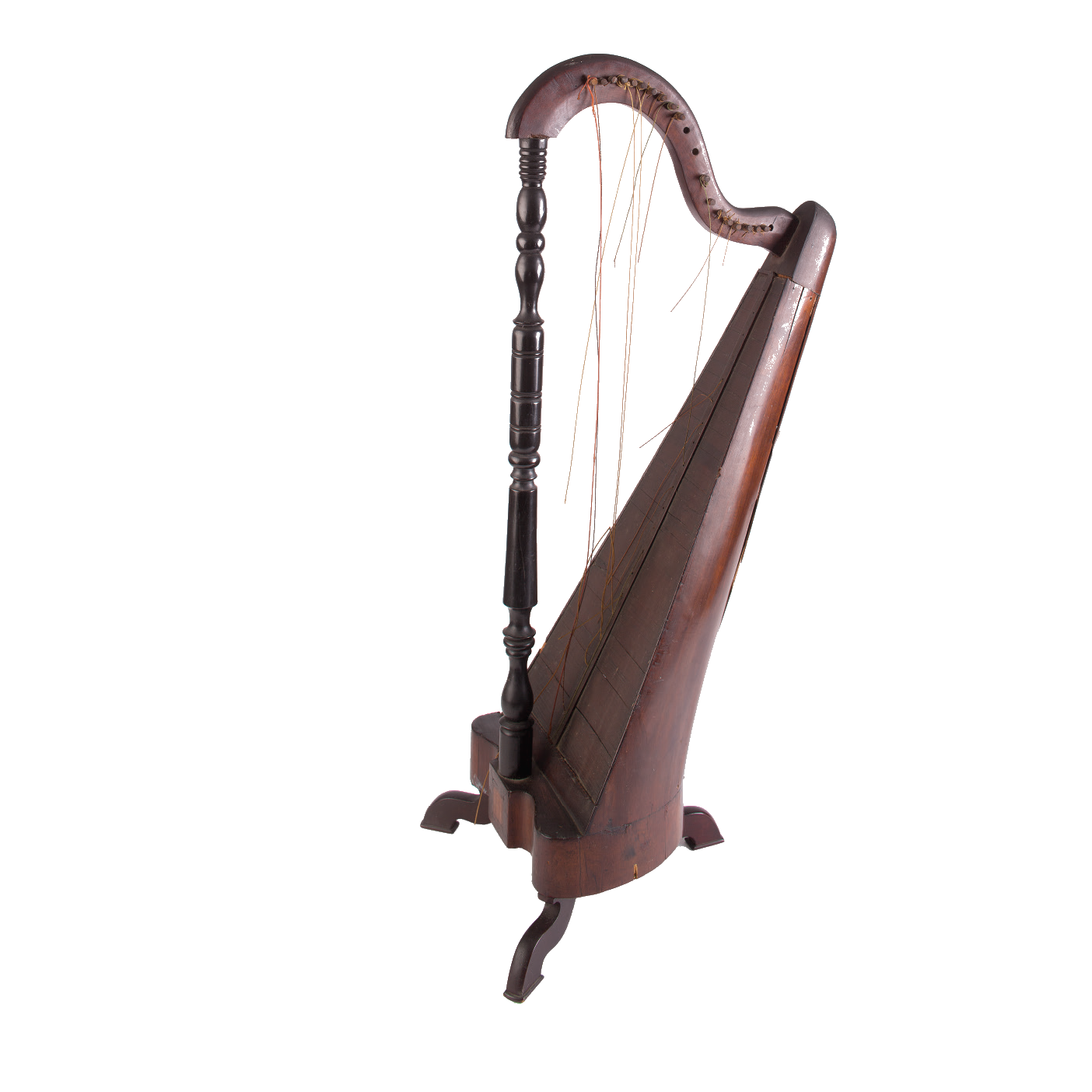 Lloyd Alexander’s Welsh harp with broken strings
