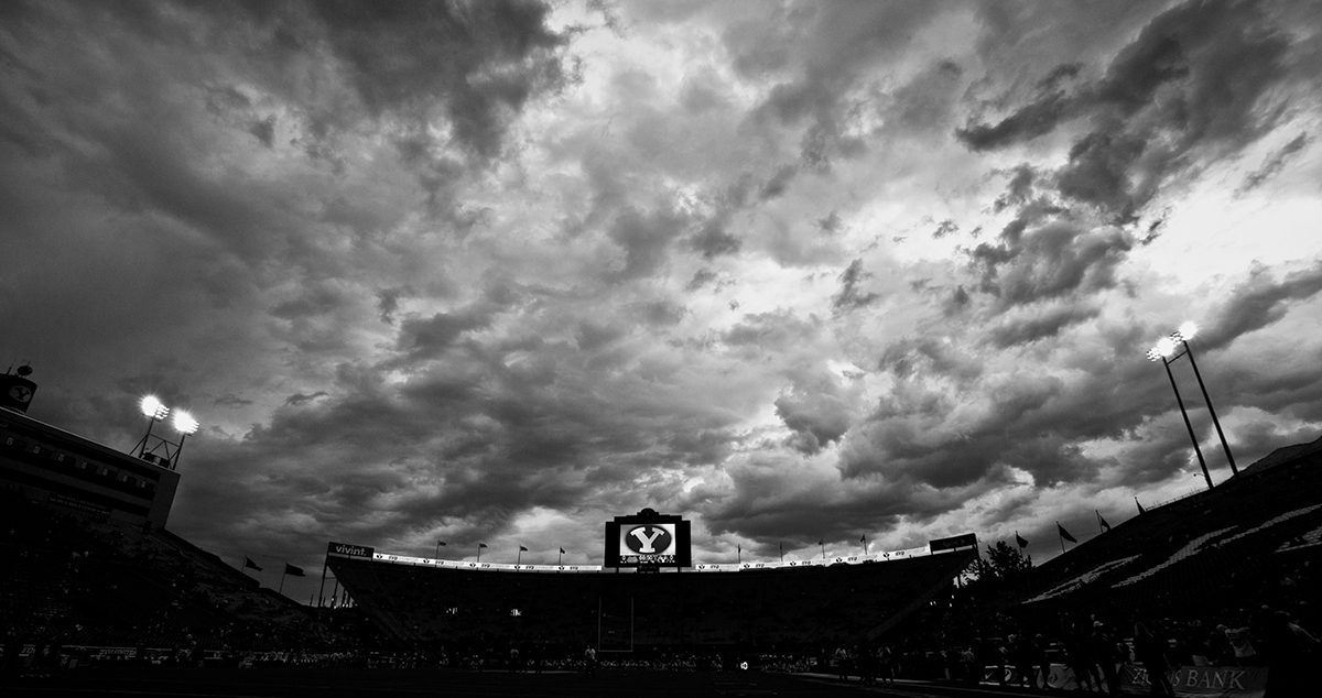 storm clouds over the stadium