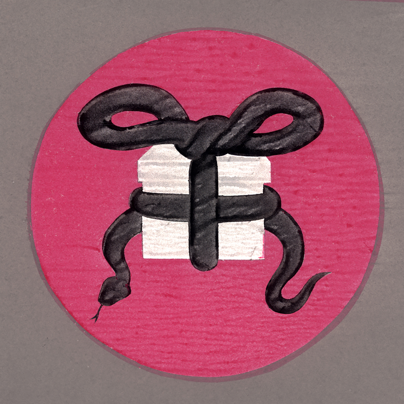Conceptual image of a present; a snake is the ribbon on the box.