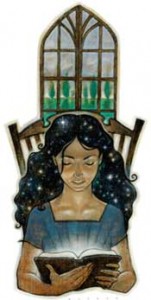 Illustration of girl reading