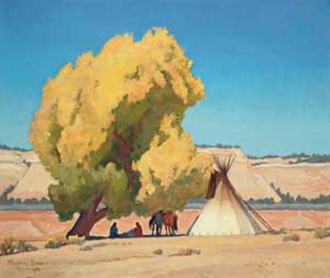 Lazy Autumn, oil on canvas, 1943. American painter Maynard Dixon sought to interpret the "poetry and pathos" of western people.