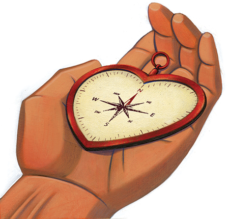 reaching out heart compass