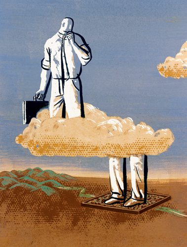 Illustration of man in a cloud