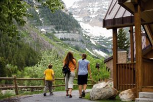 people and mountains