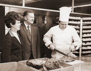 Myrle and Wells Cloward (left) built BYU's food services into one of the largest university food service programs in the country. Like thousands of others, their dedication to BYU involved both sacrifice and love. 