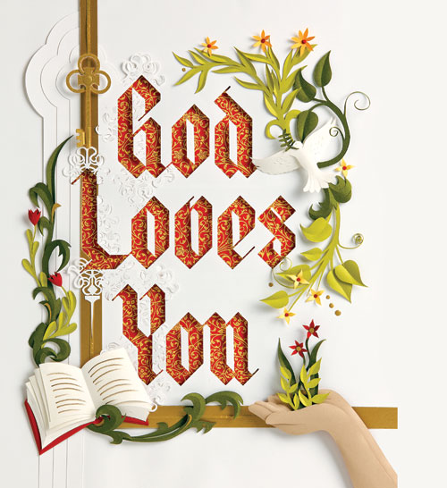 Illustration of the words "God Loves You"