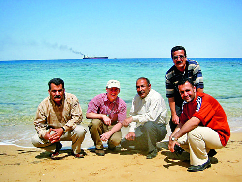 Professor Jim Nelson and Engineers by the Red Sea.
