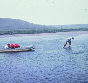 Pulling a raft in a lake