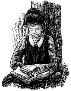 girl reading under a tree