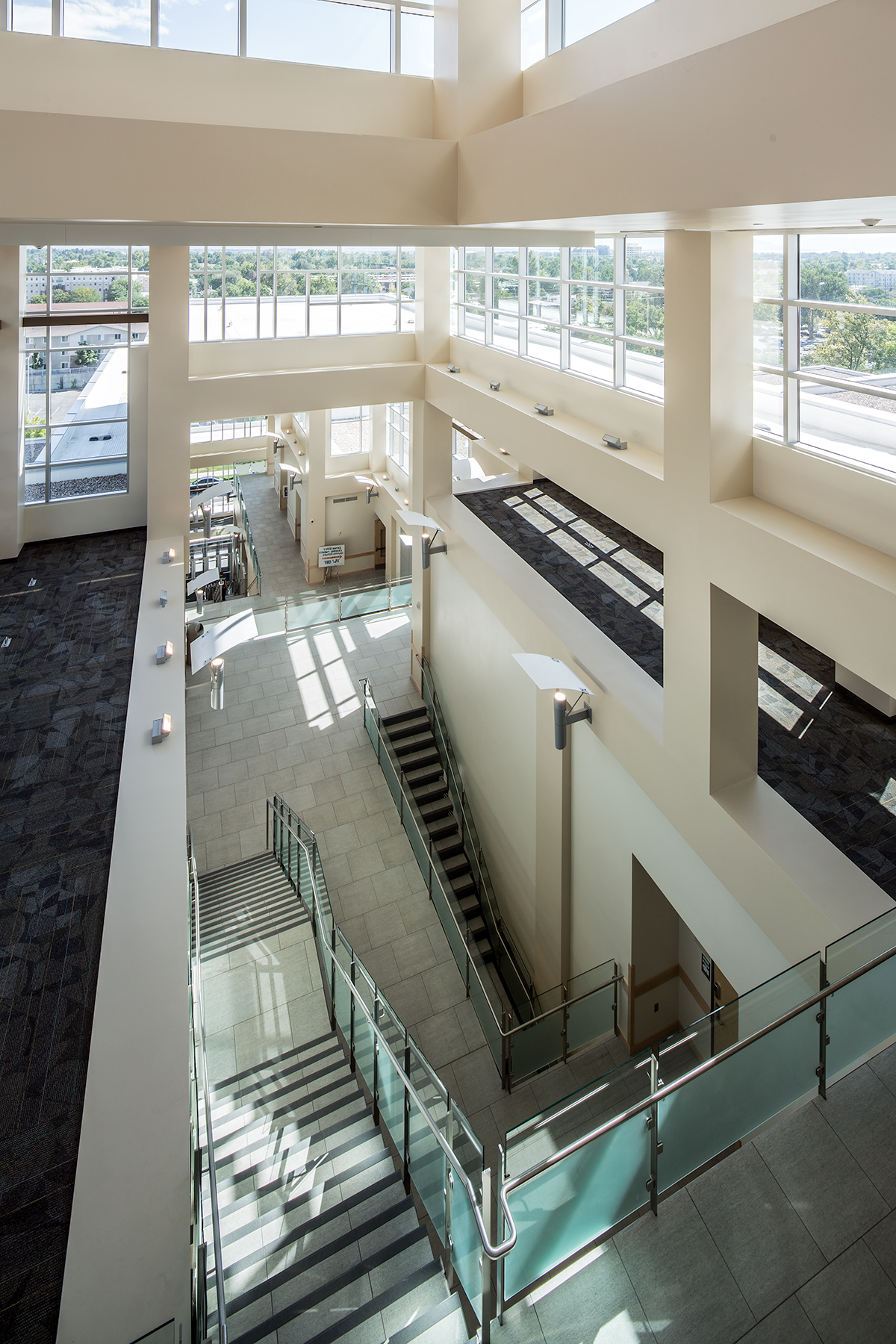 An open hallway and staircase in the LSB.