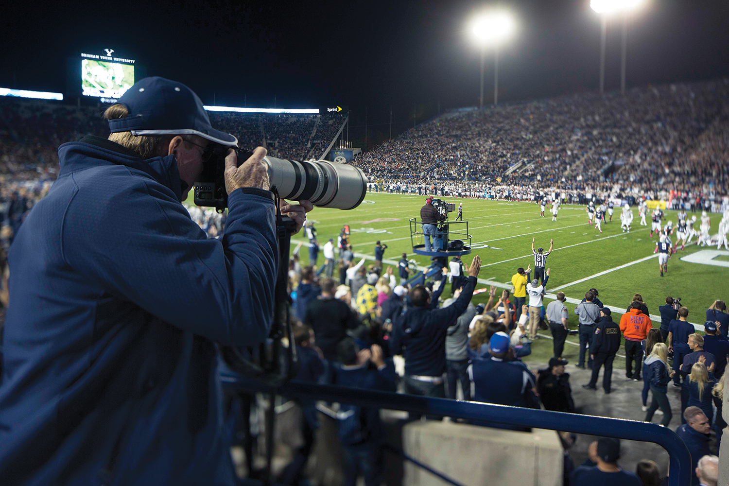 BYU photographer captures a touchdown on the field.