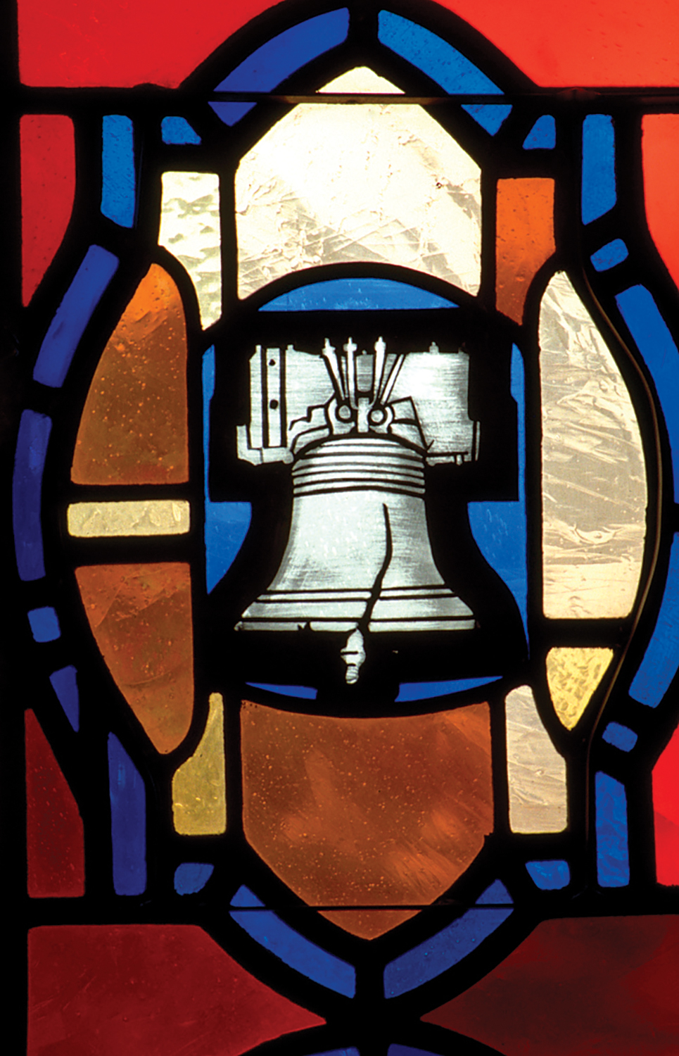 Liberty Bell on stained glass window