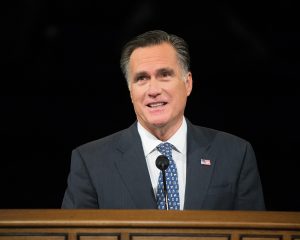 Mitt Romney at a podium