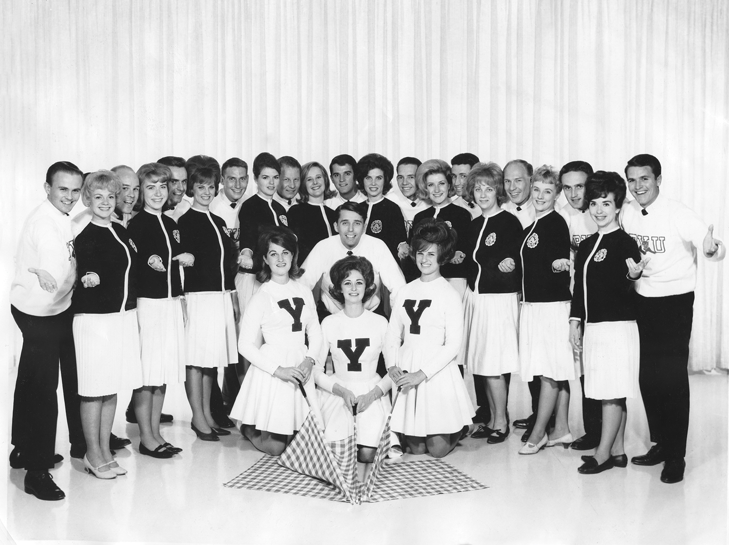 On tour for the U.S. State Department, members of Curtain Time USA, here in 1965, performed for students, dignitaries, and even a king. Photo courtesy BYU Photo