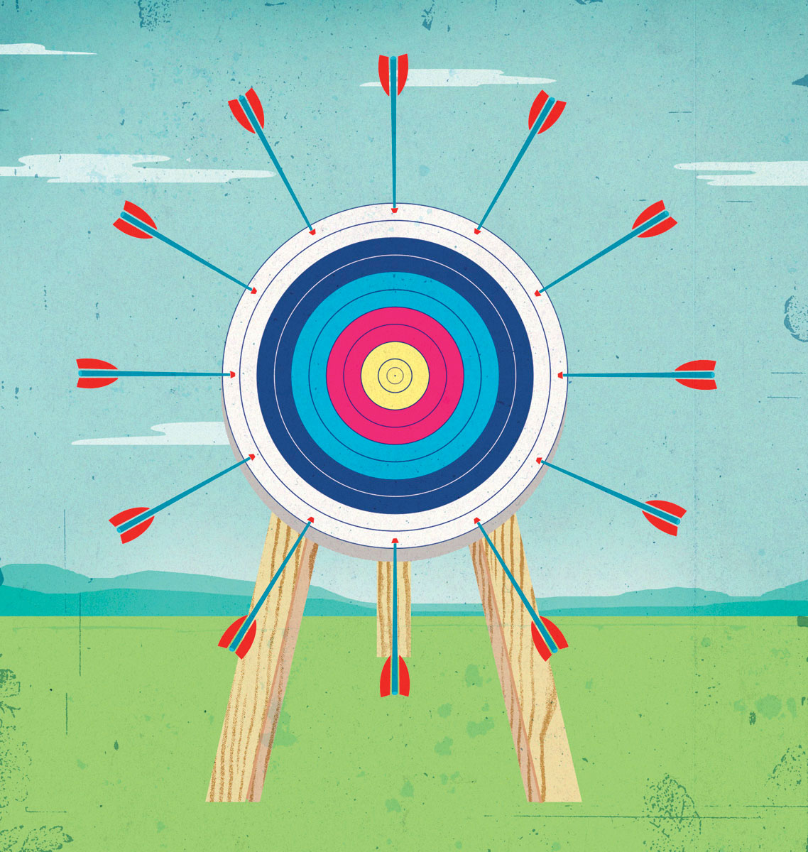 illustration of a target with arrows in the outer ring