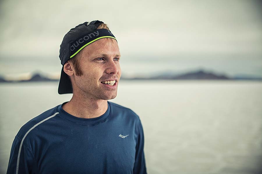 A shot of Jared Ward on the Salt Flats.