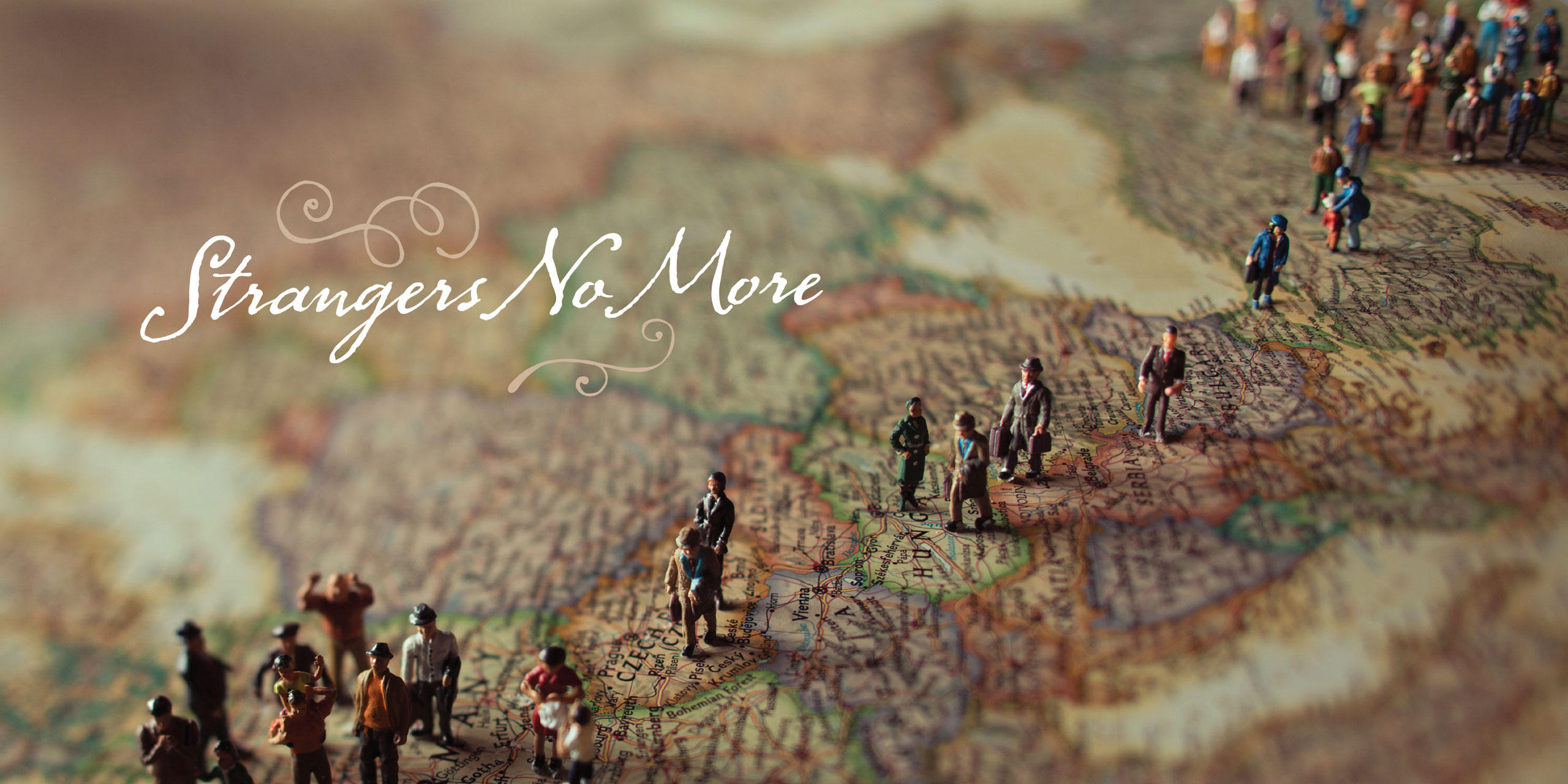 Figurines traverse a map of Europe