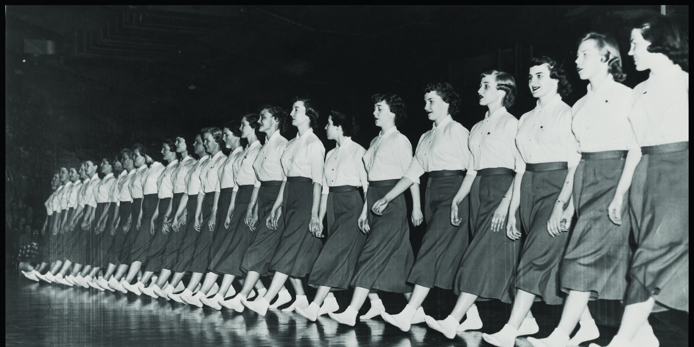Cougarettes marching in 1953