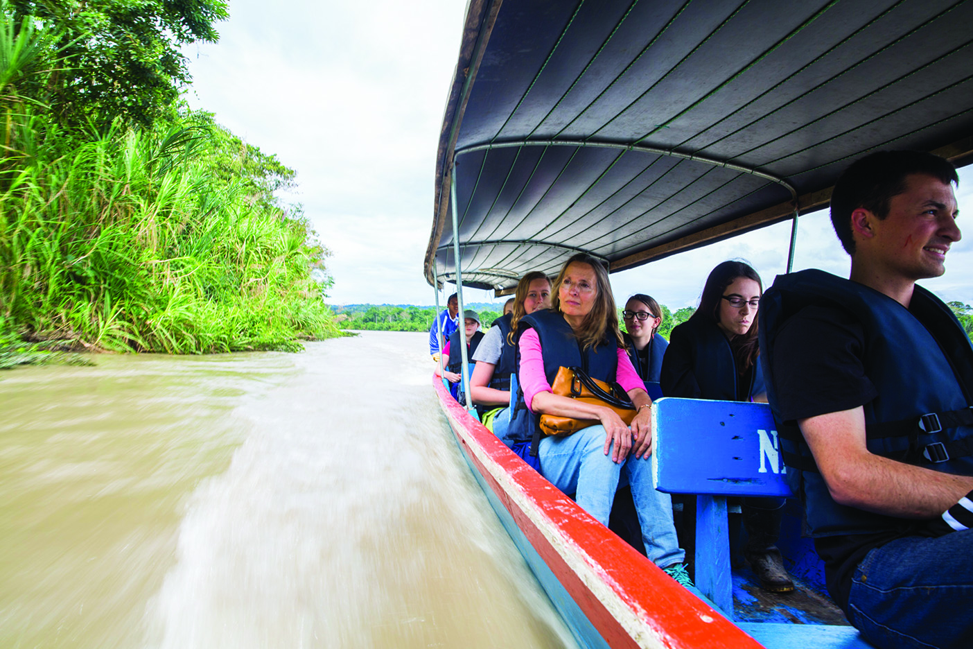 anis Nuckolls and her BYU students travel on the Napo River in Amazonian Ecuador