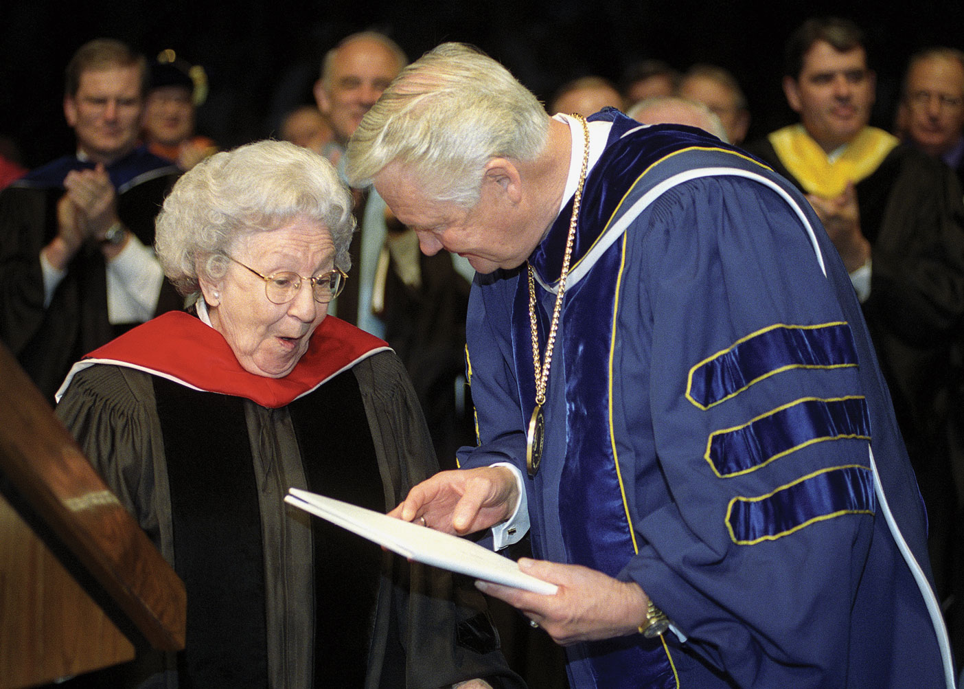 Sister Marjorie P. Hinckley receives an honorary doctorate .