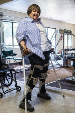 Becky Reeve, left quadriplegic after a car accident, learned to “walk by faith”—and to walk again on her own after decades of effort to rehabilitate her body.
