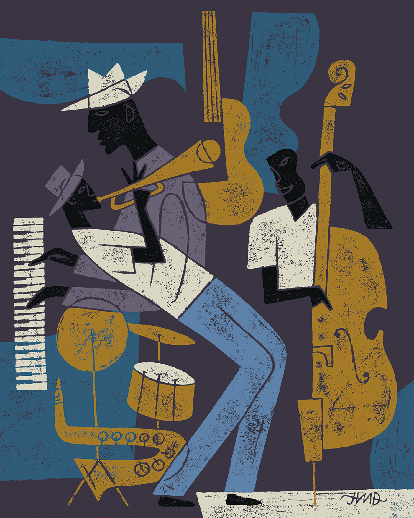 Illustration of a jazz band playing