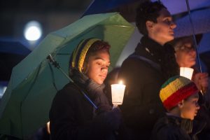 A young girl joins the candlelight processional at last year’s 2016 MLK Walk of Life Commemoration. Photography by Savanna M. Sorensen (’17), BYU Photo.