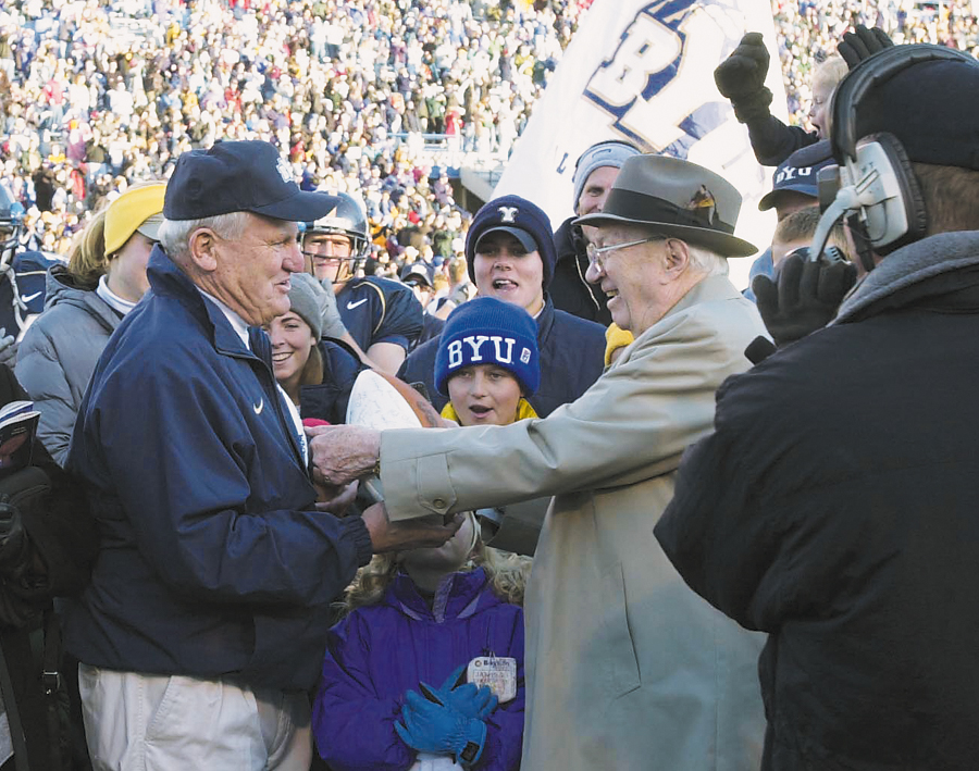 President Hinkley with LaVell Edwards