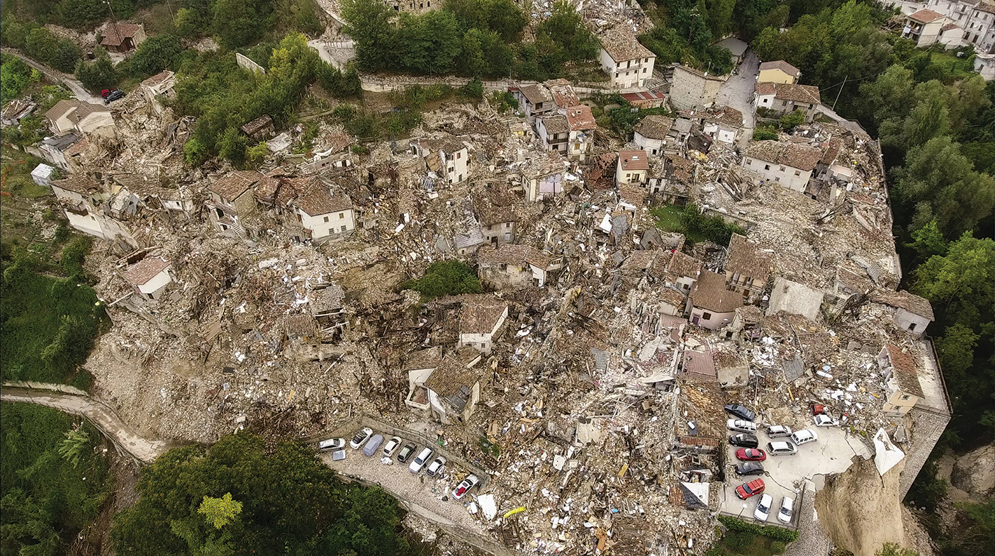 rubble in Italy from the earthquake