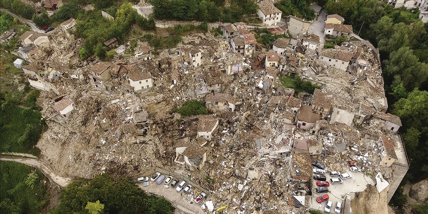 rubble in Italy from the earthquake