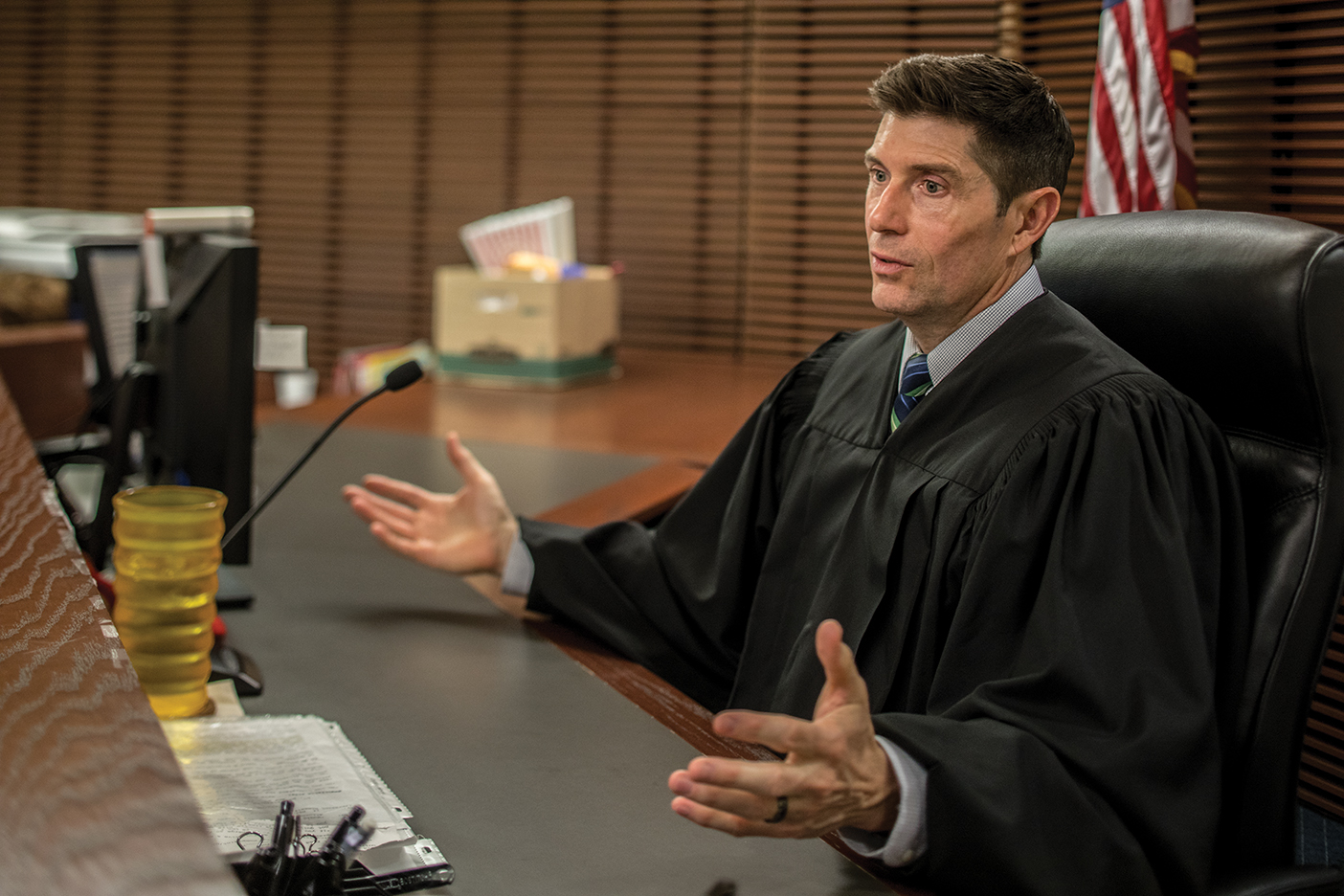 Judge Hedger at his desk