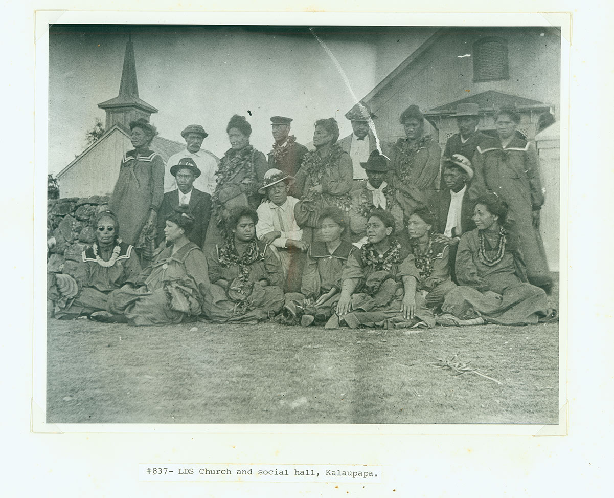 Hawaiian Saints gathered in front of an LDS Church