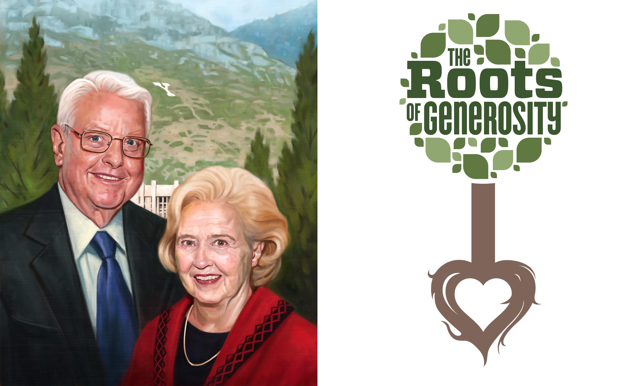 A portrait Jack and Mary Lois Wheatley with the title of the article "Roots of Generosity"