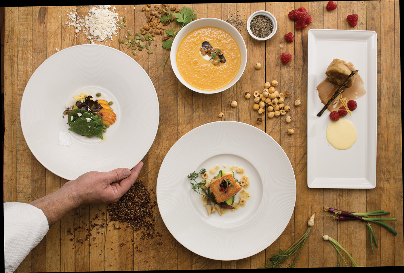 four plates containing the four dishes featured in the article