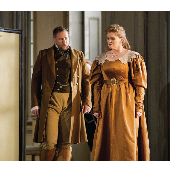 In full costume, Rachel Willis-Sørensen on stage with another opera singer