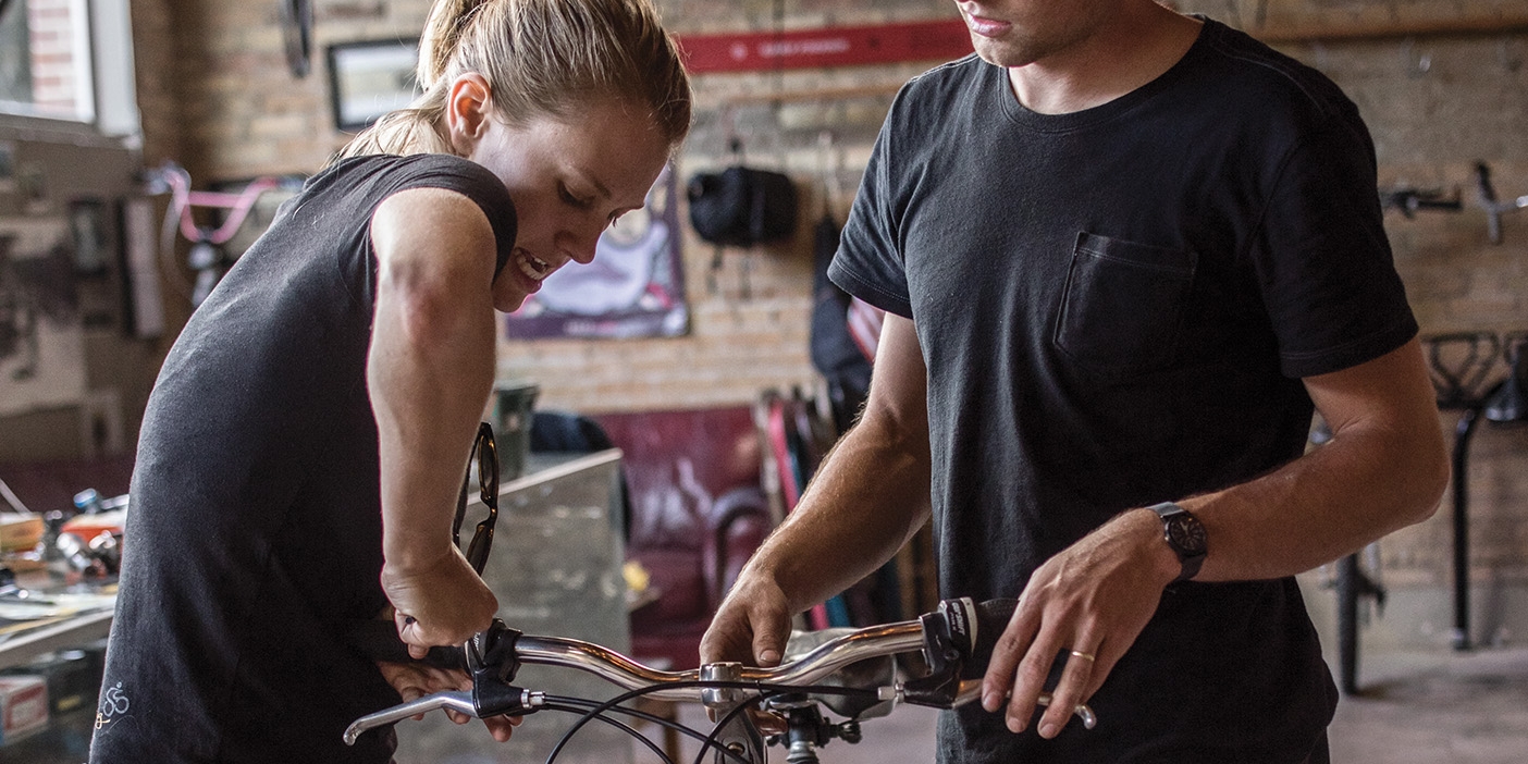 Elise and Austin Taylor work at the Provo Bicycle Collective