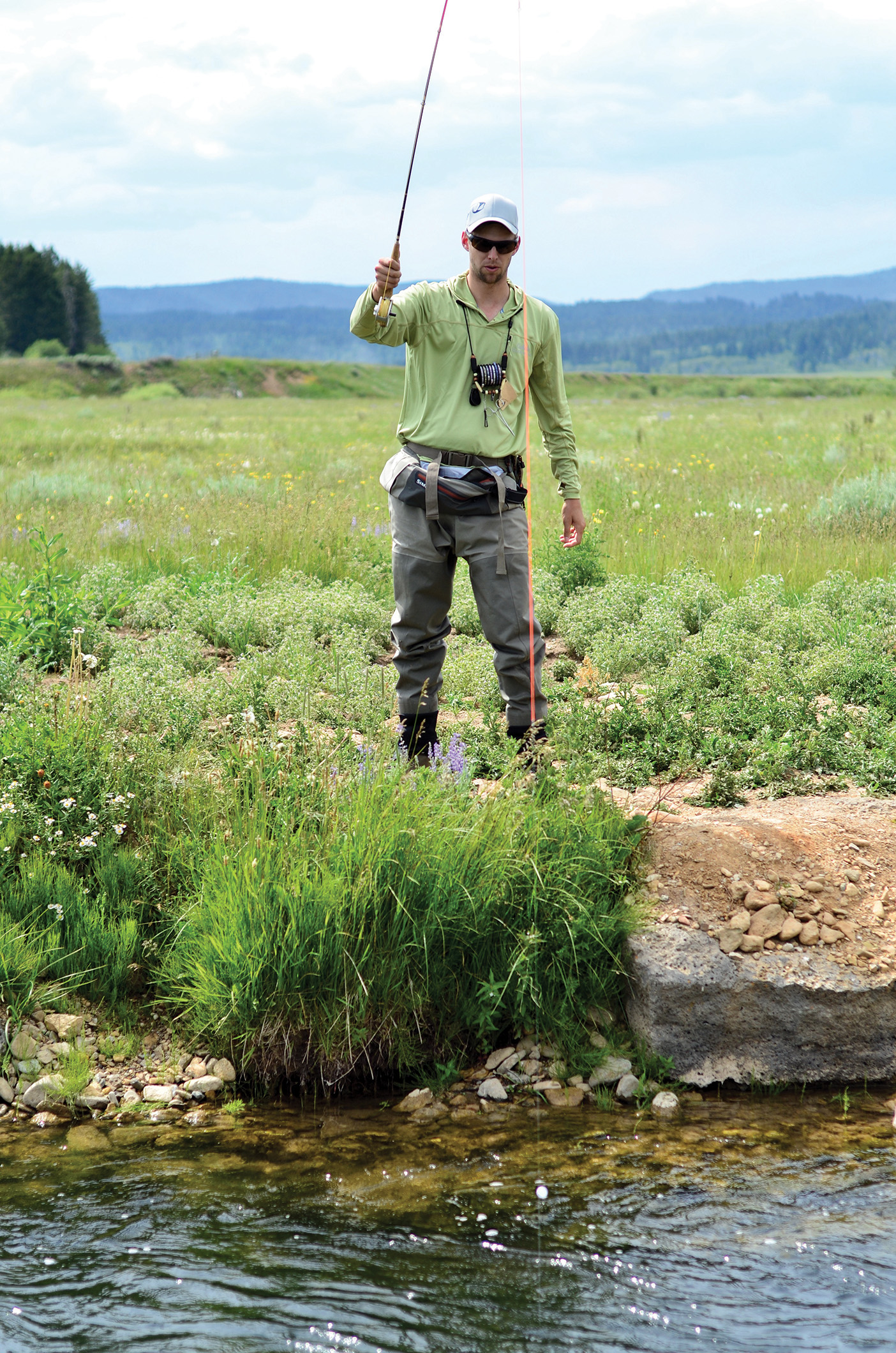 A man fly-fishing