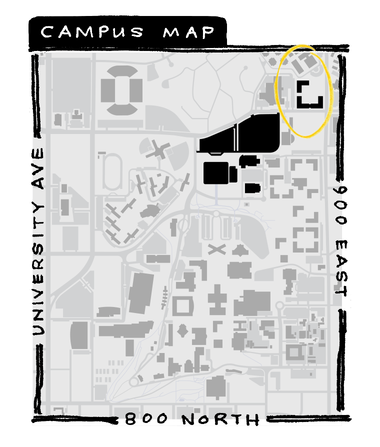 A campus map with the MTC expansion circled.