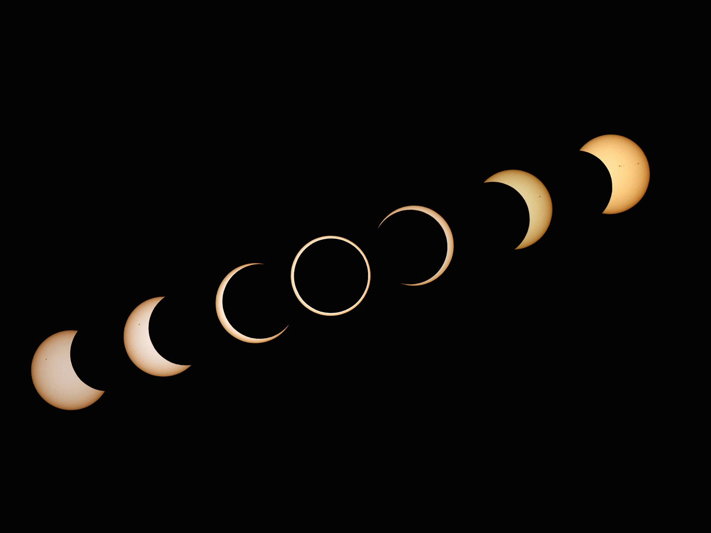 A mosaic of the different phases of the 2012 annular eclipse.