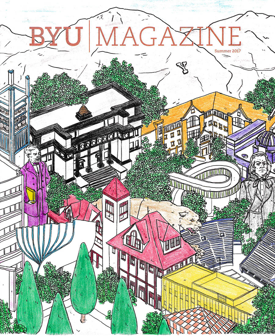 A colored in cover of BYU Magazine's summer edition.