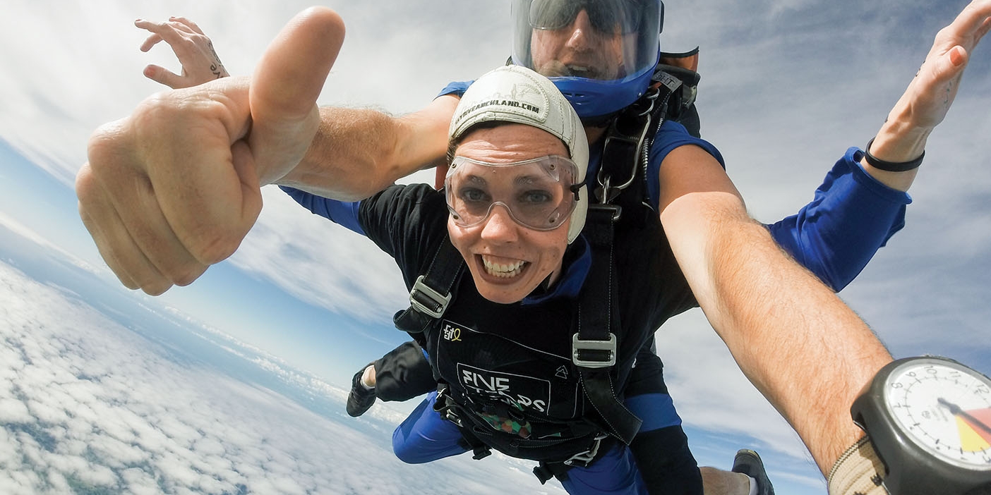 A photo of Melanie Day skydiving