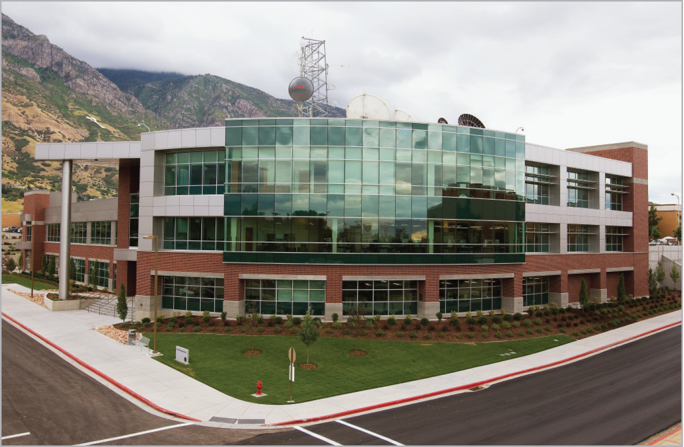 Exterior of the BYU Broadcasting building.