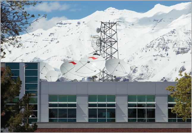 Exterior of the BYU Broadcasting building.