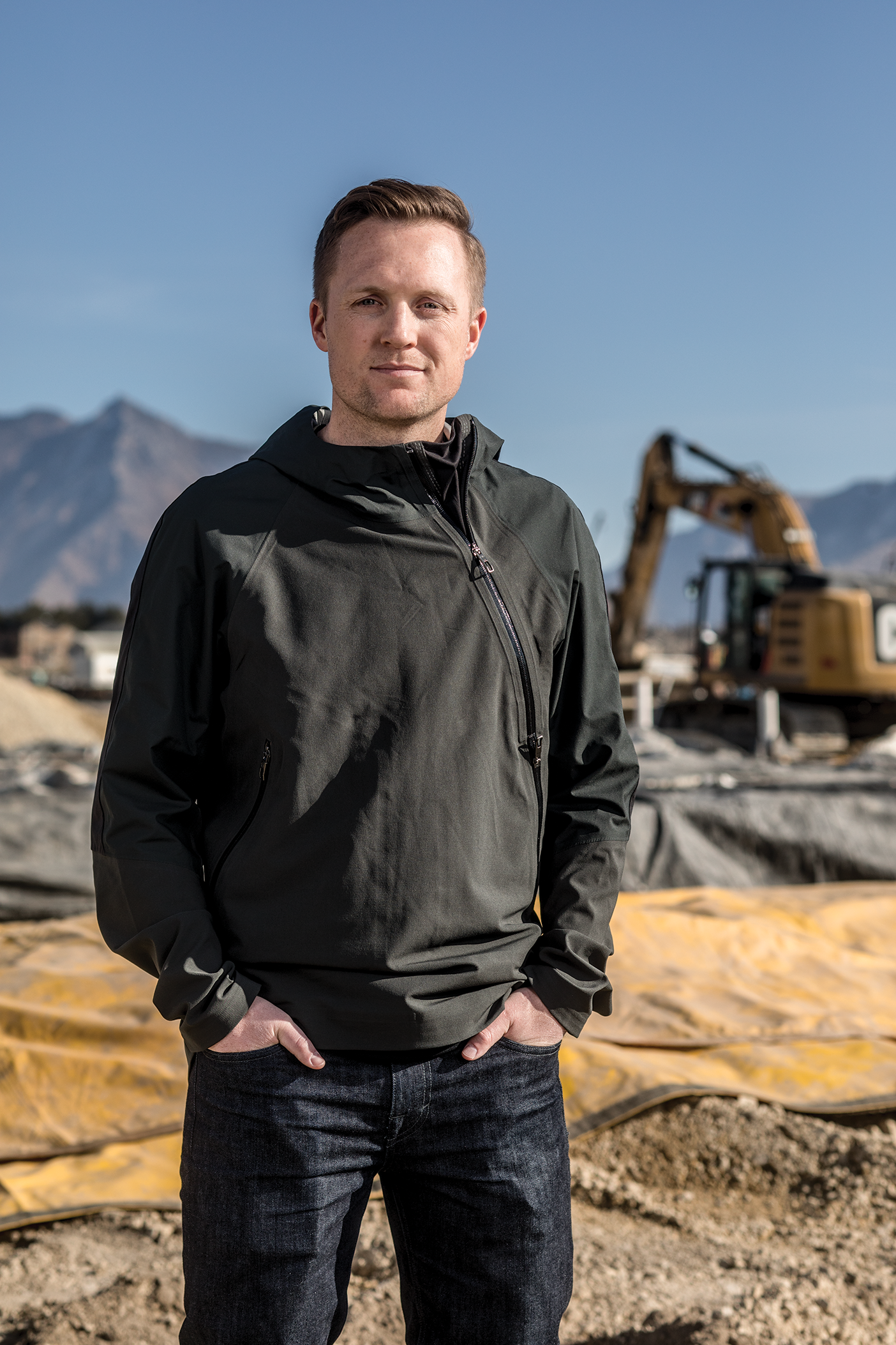 Eric Rea, founder of Podium, poses outside at the construction site of the company's new $10 million facility in Lehi.