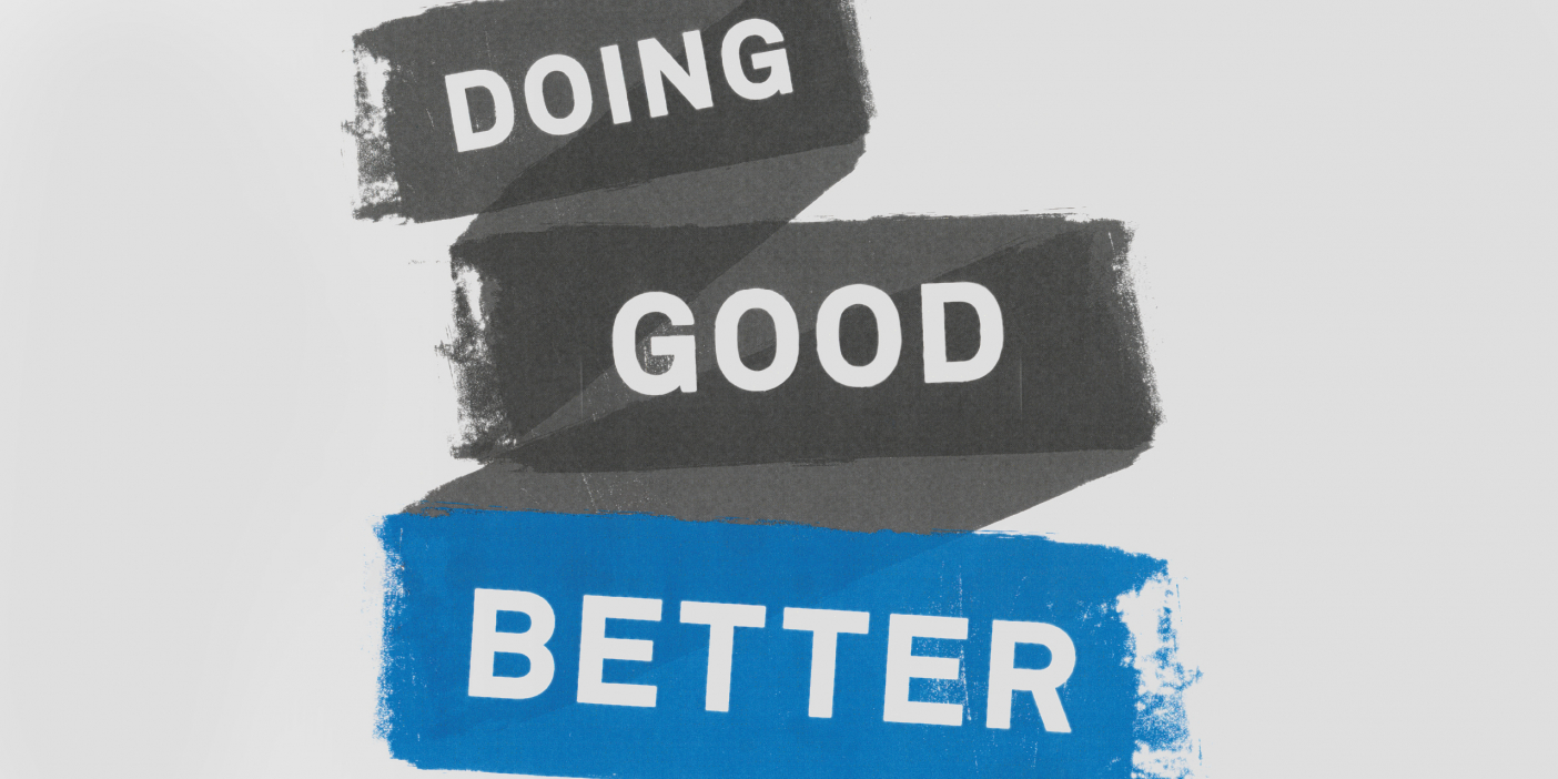 Typographic treatment of story title, "Doing Good Better"