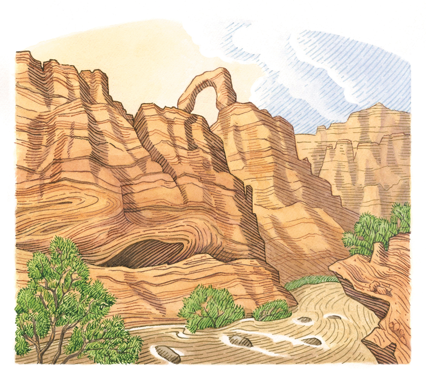Illustration of a southern Utah canyon.