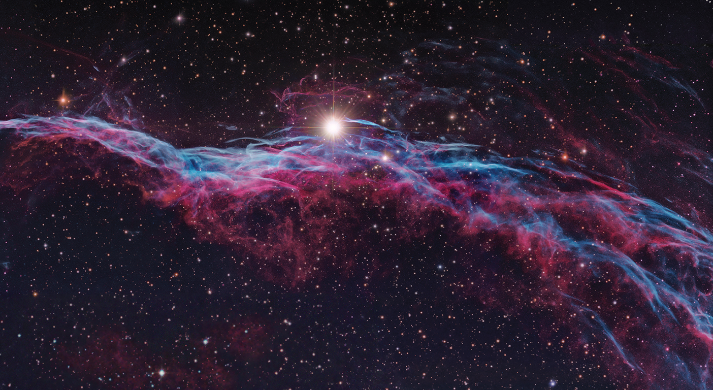 A layering of images taken at the BYU West Mountain Observatory piece together the western portion of the Veil Nebula. Final image processing by Robert Gendler.