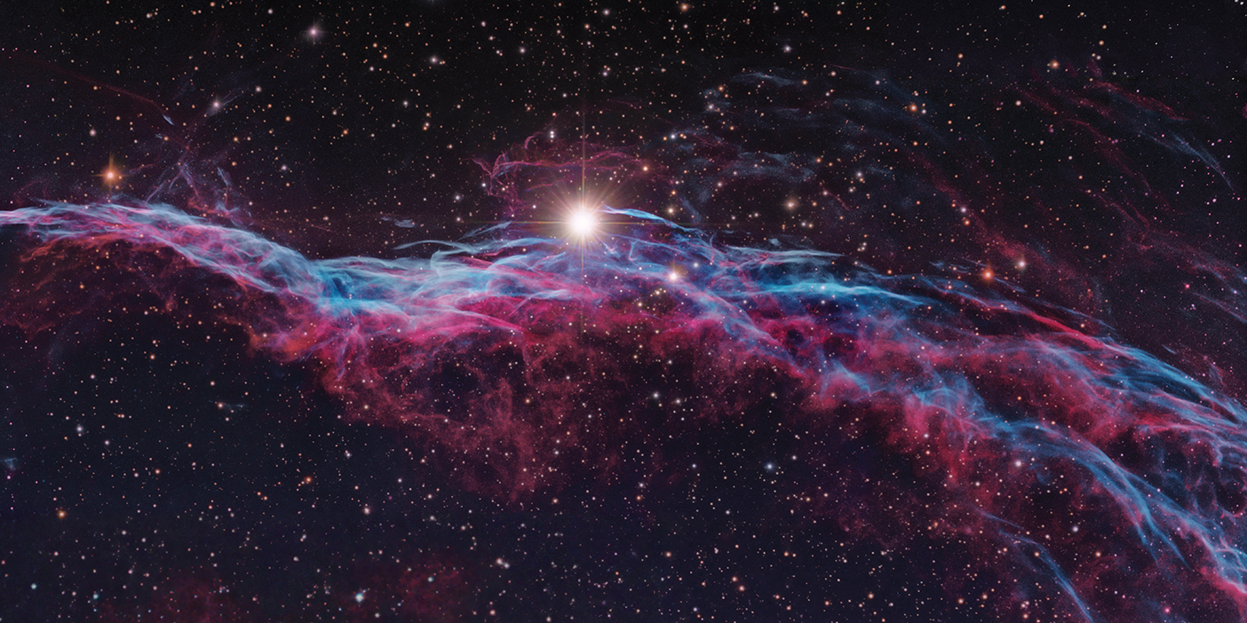 A layering of images taken at the BYU West Mountain Observatory piece together the western portion of the Veil Nebula. Final image processing by Robert Gendler.